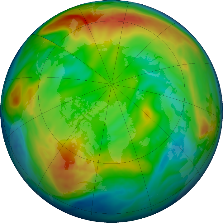 Arctic ozone map for 08 January 2017